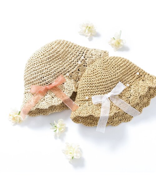 apres les cours(アプレレクール)の「ペーパークロシェハット(ハット・キッズ・ベージュ/アイボリー・54/58/50)」の9枚目の写真