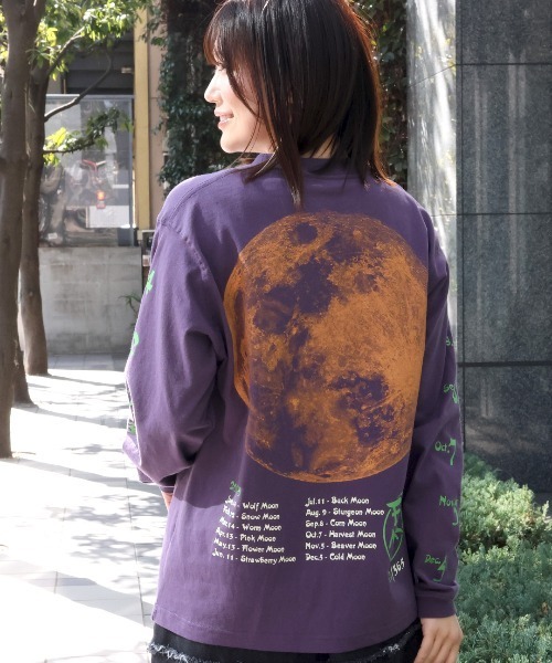 チチカカ（チチカカ）の「go slow caravan フルムーンツアーロングTシャツ【WEB限定】【ユニセックス】（Tシャツ/カットソー・メンズ・アイボリー/バイオレット・MEDIUM/LARGE/SMALL）」の2枚目の写真