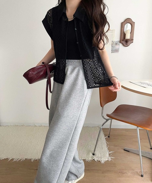 classicalelf(クラシカルエルフ)の「品の良さ漂う、大人カジュアル。クロシェ風レース素材衿付きフレンチスリーブシャツブラウス(シャツ/ブラウス・レディース・グリーン/アイボリー/ブラック・X-LARGE/SMALL/MEDIUM/LARGE)」の17枚目の写真