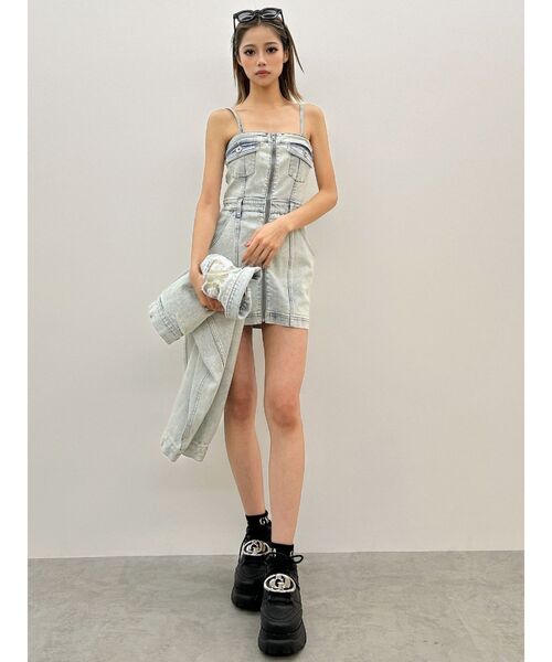 SHEIN Tall フラップポケット ボタンフロント チューブ デニム