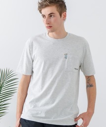 【汗染みの目立ちにくいTシャツ ZEROSTAIN/ゼロステイン】胸ポケット 刺繍Tシャツ 防汚 UVカット アニマル おじさん ビール アメ車