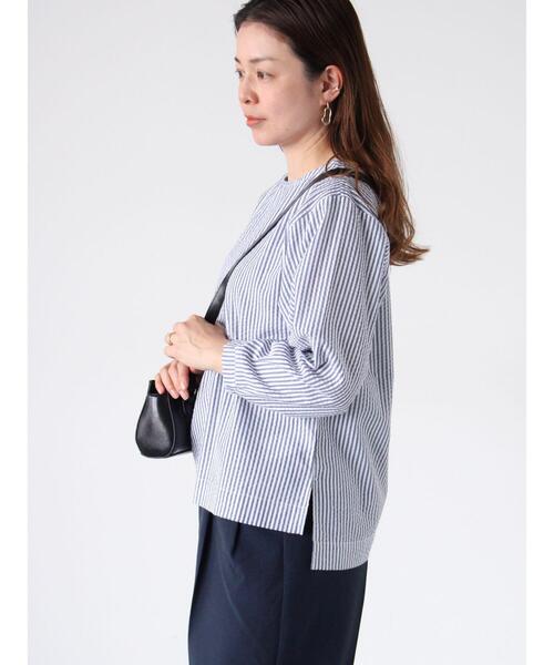 Lugnoncure（ルノンキュール）の「無地/柄アソートサッカーブラウス（シャツ/ブラウス・レディース・ブラック/ネイビー/オフホワイト/チャコールグレー・F）」の4枚目の写真