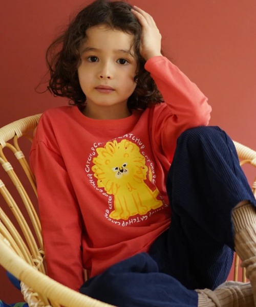 Catchup（ケチャップ）の「【Catchup】アニマルロングTシャツ（Tシャツ/カットソー・キッズ・レッド/ピンク/オフホワイト/ネイビー/カーキ/ブルー/ブルー系その他2/レッド系その他2/ライトグリーン/サーモンピンク/レッド系その他・90㎝/100㎝/110㎝/120㎝/130㎝/140㎝/150cm/90cm/100cm/110cm/120cm/130cm/140cm）」の10枚目の写真