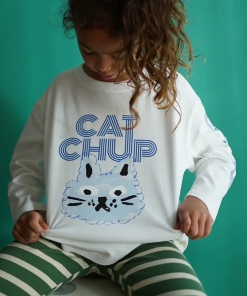 Catchup（ケチャップ）の「【Catchup】アニマルロングTシャツ（Tシャツ/カットソー・キッズ・レッド/ピンク/オフホワイト/ネイビー/カーキ/ブルー/ブルー系その他2/レッド系その他2/ライトグリーン/サーモンピンク/レッド系その他・90㎝/100㎝/110㎝/120㎝/130㎝/140㎝/150cm/90cm/100cm/110cm/120cm/130cm/140cm）」の2枚目の写真