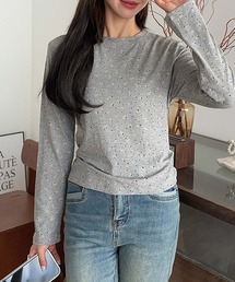花柄プリント長袖Tシャツ