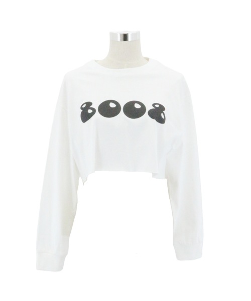JilLA(ジルア)の「8008Number Long Sleeve T-shirt / 8008ナンバーロゴロングスリーブショート丈Tシャツ(Tシャツ/カットソー・レディース・ブラック/ホワイト・L/M/XL)」の1枚目の写真