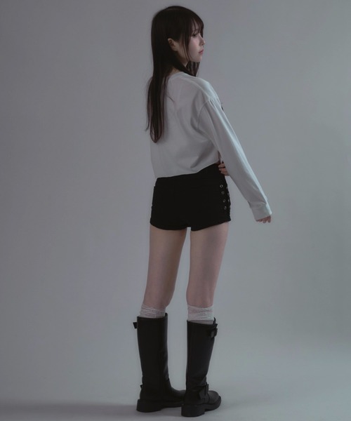 JilLA(ジルア)の「8008Number Long Sleeve T-shirt / 8008ナンバーロゴロングスリーブショート丈Tシャツ(Tシャツ/カットソー・レディース・ブラック/ホワイト・L/M/XL)」の10枚目の写真
