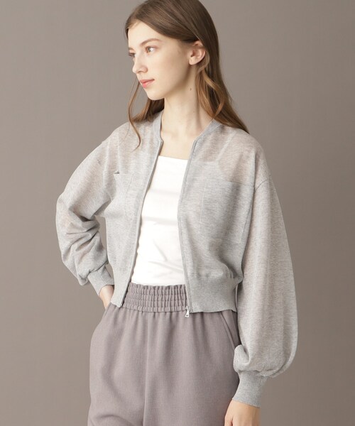 DRESSTERIOR（ドレステリア）の「【洗える/清涼感】シアージップアップニットブルゾン（ブルゾン・レディース・ブラック/グレー・38/34/36）」の6枚目の写真