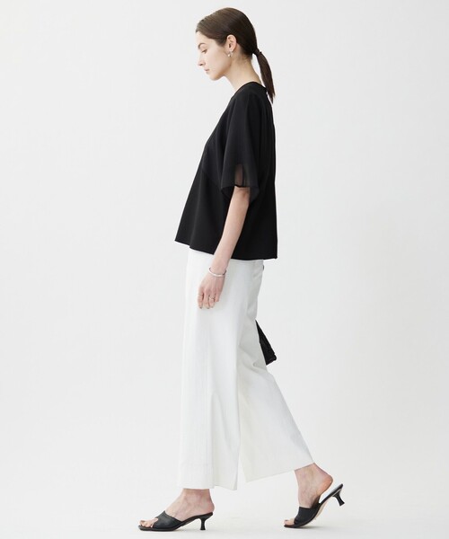 iCB アイシービー ブラウス カットソー シアーシャツ ブラック FluidBackSatin シアーコンビブラウス（シャツ/ブラウス）｜ICB