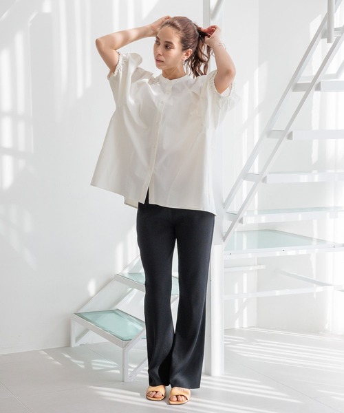 HEREIAM（ヘレイアム）の「【HEREIAM】接触冷感&イージーケア/COOLマテリアルブラウス（シャツ/ブラウス・レディース・ホワイト/ベージュ/ブラック・FREE）」の4枚目の写真