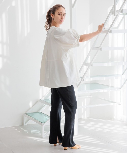 HEREIAM（ヘレイアム）の「【HEREIAM】接触冷感&イージーケア/COOLマテリアルブラウス（シャツ/ブラウス・レディース・ホワイト/ベージュ/ブラック・FREE）」の5枚目の写真