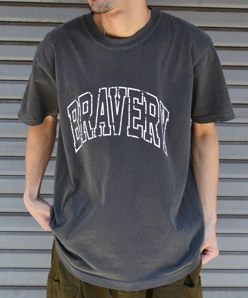 MODISH GAZE(モディシュガゼ)の「ピグメントアーチロゴTシャツ(BRAVERY)(Tシャツ/カットソー・メンズ・スミクロ/バーガンディー/アイボリー・LARGE/MEDIUM)」の8枚目の写真