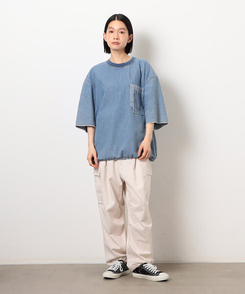 Purple&Yellow(パープルアンドイエロー)の「ライトオンスデニムダブルポケットプルオーバー(Tシャツ/カットソー・メンズ・ケミカルウォッシュ/ブラック・SMALL/MEDIUM/LARGE)」の7枚目の写真