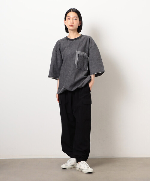 Purple&Yellow(パープルアンドイエロー)の「ライトオンスデニムダブルポケットプルオーバー(Tシャツ/カットソー・メンズ・ケミカルウォッシュ/ブラック・SMALL/MEDIUM/LARGE)」の17枚目の写真