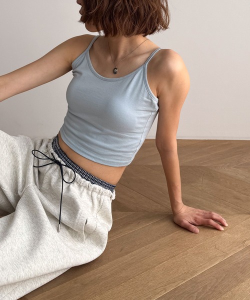 CANAL JEAN（キャナルジーン）の「El mar　コットンレーヨンパット付きショートキャミ（キャミソール・レディース・ブラック/サックスブルー/グレー/ホワイト・ONE SIZE）」の4枚目の写真
