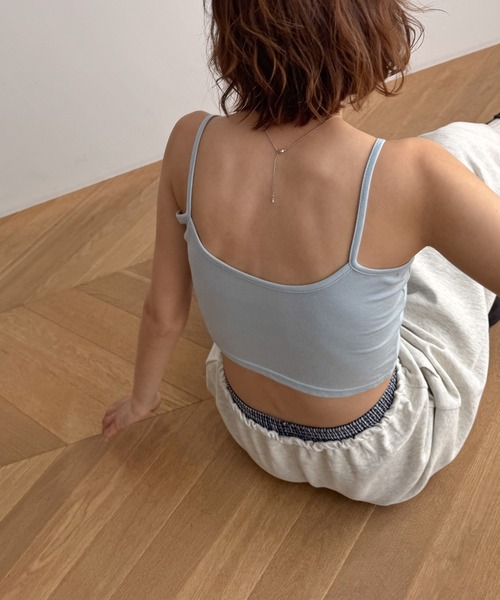 CANAL JEAN（キャナルジーン）の「El mar　コットンレーヨンパット付きショートキャミ（キャミソール・レディース・ブラック/サックスブルー/グレー/ホワイト・ONE SIZE）」の7枚目の写真