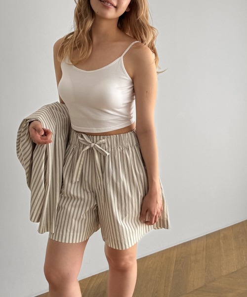 CANAL JEAN（キャナルジーン）の「El mar　コットンレーヨンパット付きショートキャミ（キャミソール・レディース・ブラック/サックスブルー/グレー/ホワイト・ONE SIZE）」の8枚目の写真