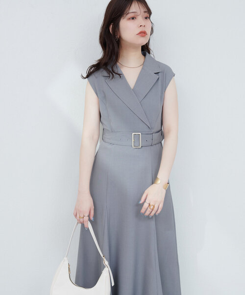 natural couture(ナチュラルクチュール)の「テーラードカラーノースリワンピース(ワンピース・レディース・ライトベージュ/サックスブルー/ブラック/オレンジ・FREE)」の20枚目の写真