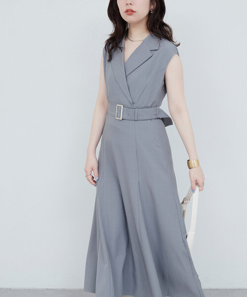 natural couture(ナチュラルクチュール)の「テーラードカラーノースリワンピース(ワンピース・レディース・ライトベージュ/サックスブルー/ブラック/オレンジ・FREE)」の22枚目の写真