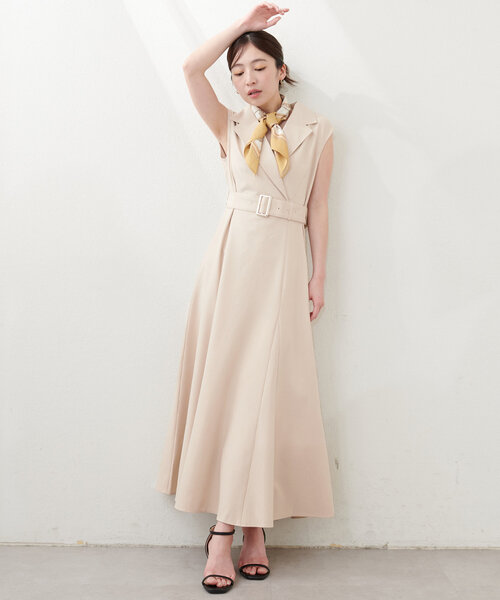 natural couture(ナチュラルクチュール)の「テーラードカラーノースリワンピース(ワンピース・レディース・ライトベージュ/サックスブルー/ブラック/オレンジ・FREE)」の14枚目の写真