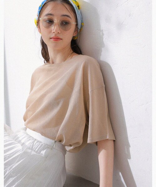 La TOTALITE（ラトータリテ）の「【洗える】ウオッシャブルシアーニットプルオーバー（ニット/セーター・レディース・グリーン/ベージュ/ネイビー/オレンジ・FREE）」の2枚目の写真