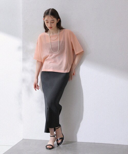 La TOTALITE（ラトータリテ）の「【洗える】ウオッシャブルシアーニットプルオーバー（ニット/セーター・レディース・グリーン/ベージュ/ネイビー/オレンジ・FREE）」の8枚目の写真