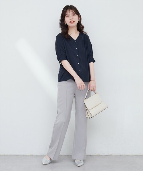 CHANEL パールボタン　ブラウス　5\10 配送です。 セール】パール釦Vネック5分袖ブラウス（シャツ/ブラウス