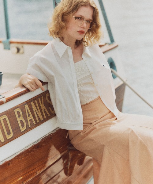 POLO BCS（ポロ ビーシーエス）の「【POLO BCS】VIS別注フレンチスリーブドローストリングシャツ（シャツ/ブラウス・レディース・ネイビー/ブルー/ホワイト/ベージュ系その他・FREE）」の2枚目の写真