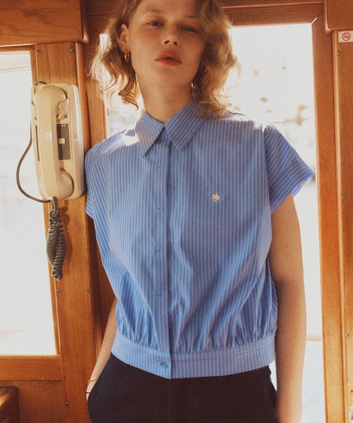 POLO BCS（ポロ ビーシーエス）の「【POLO BCS】VIS別注フレンチスリーブドローストリングシャツ（シャツ/ブラウス・レディース・ネイビー/ブルー/ホワイト/ベージュ系その他・FREE）」の4枚目の写真