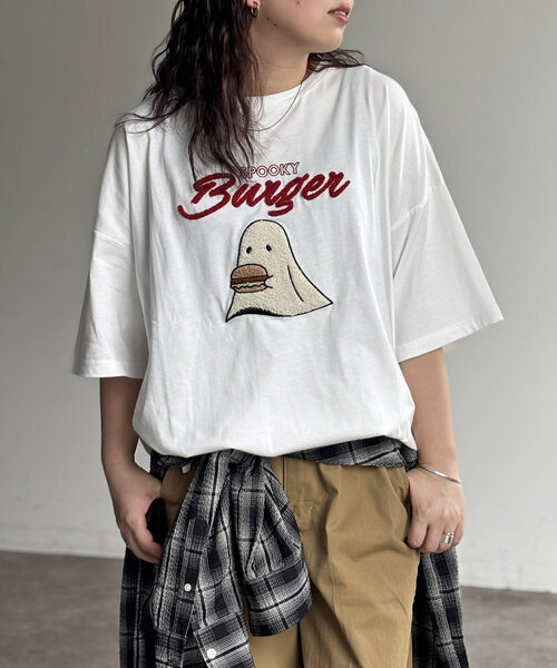 CPCM（シーピーシーエム）の「サガラ刺繍T（Tシャツ/カットソー・レディース・ホワイト/ホワイト系その他/ネイビー/チャコールグレー/ホワイト系その他2/ブラック・FREE）」の3枚目の写真