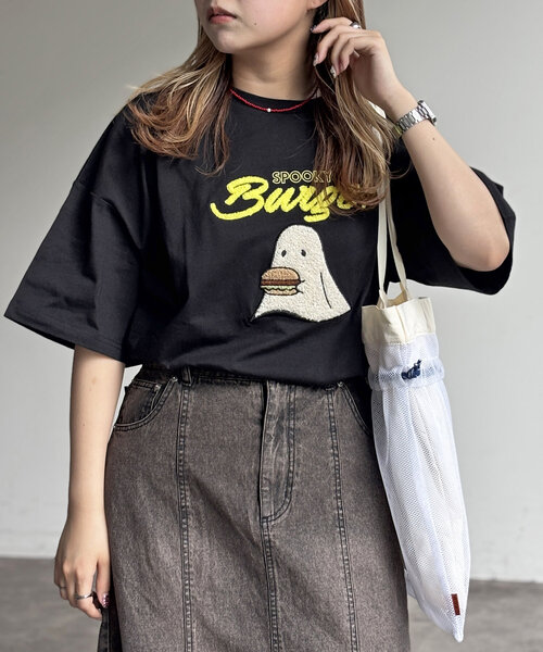 CPCM（シーピーシーエム）の「サガラ刺繍T（Tシャツ/カットソー・レディース・ホワイト/ホワイト系その他/ネイビー/チャコールグレー/ホワイト系その他2/ブラック・FREE）」の5枚目の写真