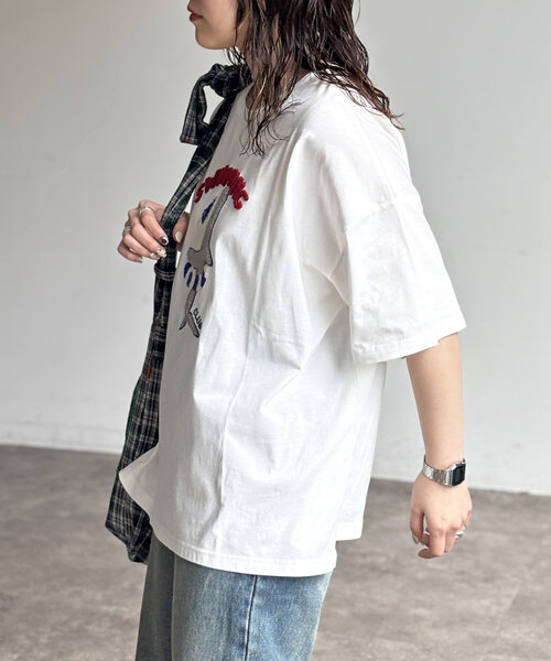 CPCM（シーピーシーエム）の「サガラ刺繍T（Tシャツ/カットソー・レディース・ホワイト/ホワイト系その他/ネイビー/チャコールグレー/ホワイト系その他2/ブラック・FREE）」の13枚目の写真