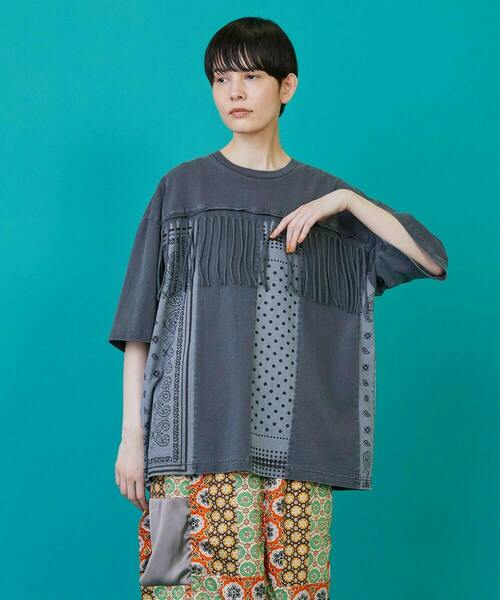 FRAPBOIS（フラボア）の「フリバーT（Tシャツ/カットソー・レディース・ブルー/チャコールグレー・2/1）」の2枚目の写真