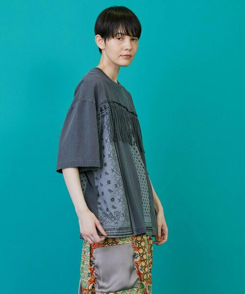 FRAPBOIS（フラボア）の「フリバーT（Tシャツ/カットソー・レディース・ブルー/チャコールグレー・2/1）」の5枚目の写真