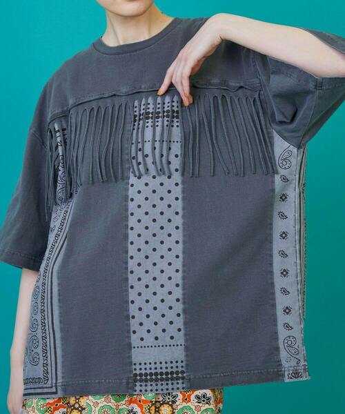 FRAPBOIS（フラボア）の「フリバーT（Tシャツ/カットソー・レディース・ブルー/チャコールグレー・2/1）」の7枚目の写真