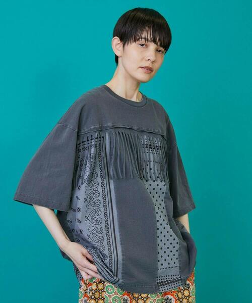 FRAPBOIS（フラボア）の「フリバーT（Tシャツ/カットソー・レディース・ブルー/チャコールグレー・2/1）」の12枚目の写真