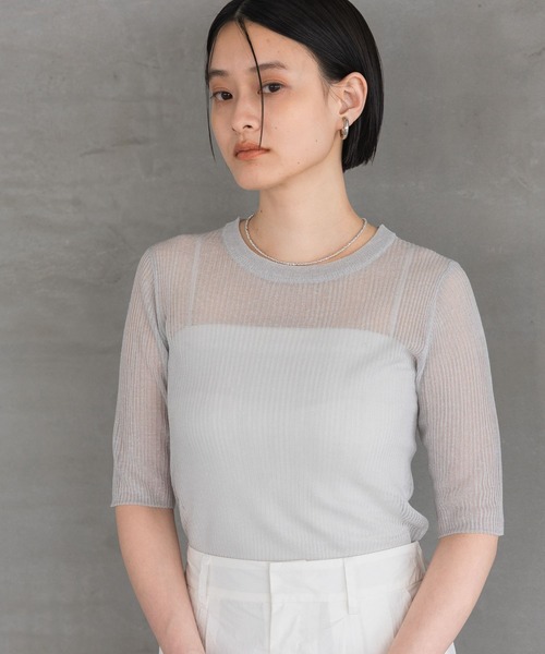 A part by(アパートバイ)の「シアーリブニットTEE(ニット/セーター・レディース・ライトグレー・FREE)」の13枚目の写真