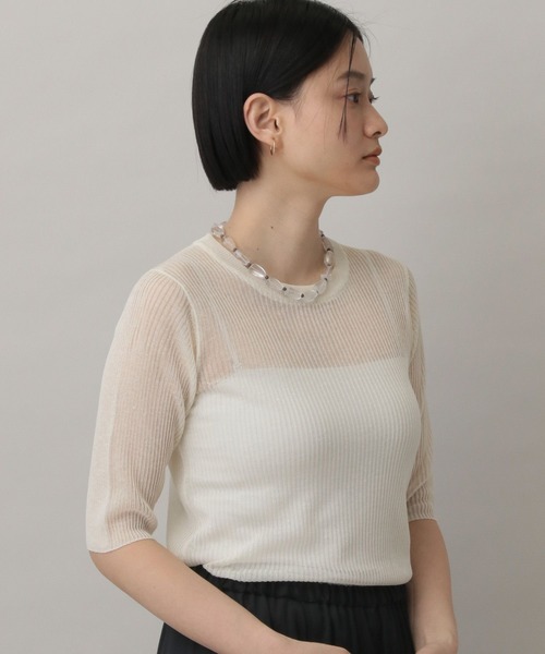 A part by(アパートバイ)の「シアーリブニットTEE(ニット/セーター・レディース・ライトグレー・FREE)」の8枚目の写真