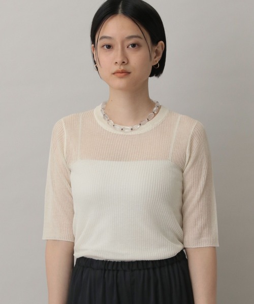 A part by(アパートバイ)の「シアーリブニットTEE(ニット/セーター・レディース・ライトグレー・FREE)」の9枚目の写真