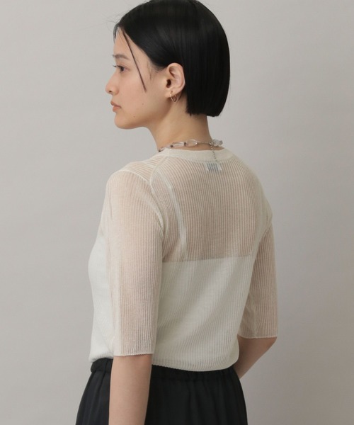 A part by(アパートバイ)の「シアーリブニットTEE(ニット/セーター・レディース・ライトグレー・FREE)」の10枚目の写真