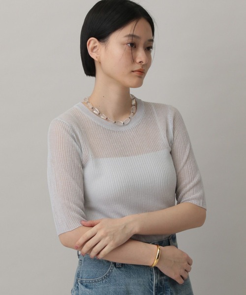 A part by(アパートバイ)の「シアーリブニットTEE(ニット/セーター・レディース・ライトグレー・FREE)」の19枚目の写真