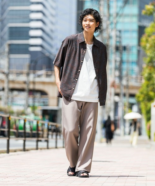 セール】【セットアップ対応】配色ステッチ/ワイドイージーテーパード