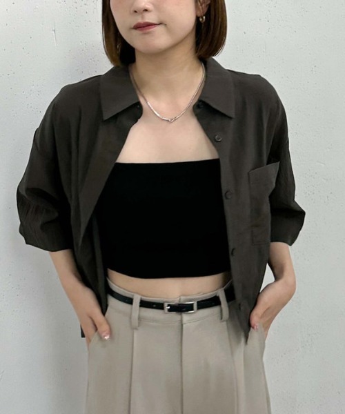 archives（アルシーヴ）の「ハーフスリーブ比翼シャツ（シャツ/ブラウス・レディース・グレー/ブルー/アイボリー・MEDIUM）」の19枚目の写真