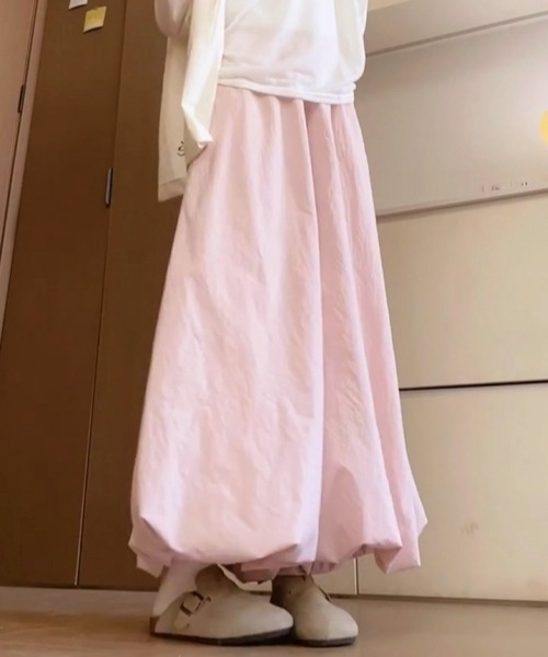 gossip!ロサンゼルス(ゴシップロサンゼルス)の「ミニマルカジュアル バルーンワイドパンツ(スウェットパンツ・レディース・ホワイト/ピンク・FREE)」の8枚目の写真