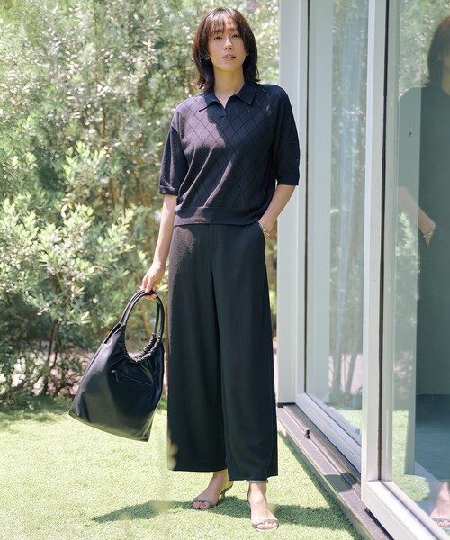 J.PRESS Ladies(J.プレス レディス)の「【洗える・吸水速乾・接触冷感・セットアップ対応】Light ジョーゼット ワイド パンツ(その他パンツ・レディース・グレー系/ネイビー系/ブラック系/ベージュ系・XXS/XS/S)」の8枚目の写真