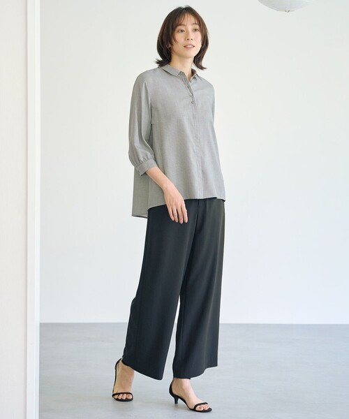 J.PRESS Ladies(J.プレス レディス)の「【洗える・吸水速乾・接触冷感・セットアップ対応】Light ジョーゼット ワイド パンツ(その他パンツ・レディース・グレー系/ネイビー系/ブラック系/ベージュ系・XXS/XS/S)」の10枚目の写真