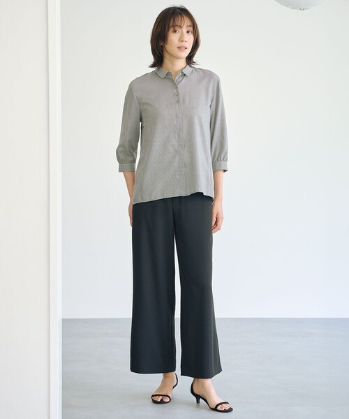 J.PRESS Ladies(J.プレス レディス)の「【洗える・吸水速乾・接触冷感・セットアップ対応】Light ジョーゼット ワイド パンツ(その他パンツ・レディース・グレー系/ネイビー系/ブラック系/ベージュ系・XXS/XS/S)」の11枚目の写真