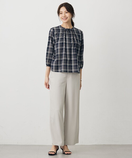 J.PRESS Ladies(J.プレス レディス)の「【洗える・吸水速乾・接触冷感・セットアップ対応】Light ジョーゼット ワイド パンツ(その他パンツ・レディース・グレー系/ネイビー系/ブラック系/ベージュ系・XXS/XS/S)」の13枚目の写真