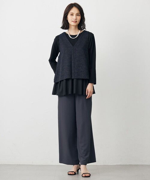 J.PRESS Ladies(J.プレス レディス)の「【洗える・吸水速乾・接触冷感・セットアップ対応】Light ジョーゼット ワイド パンツ(その他パンツ・レディース・グレー系/ネイビー系/ブラック系/ベージュ系・XXS/XS/S)」の20枚目の写真