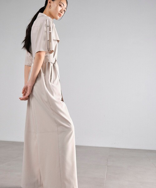 UNITED TOKYO（ユナイテッドトウキョウ）の「ハーフSLVイージージャンプスーツ｜細見え/ウォッシャブル/防シワ/抗ピリング/接触冷感/UV対策/吸汗速乾/ストレッチ/半袖（つなぎ/オールインワン・レディース・ブラック/ライトベージュ・1/2）」の7枚目の写真